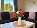 Wohnbereich mit Sofa im Ferienhaus Sunny in Värmland - Ferienhaus Sunny - Top-Hundeurlaub