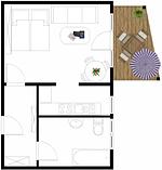 Grundriss - Appartementanlage Dünengarten Fewo 45 - 33 - Top-Hundeurlaub