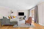 Wohnzimmer - Ferienhaus Dröm Hus Archsum auf Sylt - Top-Hundeurlaub