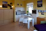 Wohnzimmer mit offener Küche in der Ferienwohnung Therese 8 in Wittdün auf Amrum - Ferienwohnung *Therese 8* - Top-Hundeurlaub