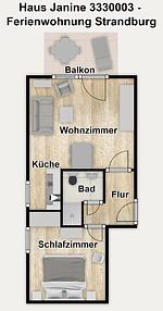 Grundriss - Ferienwohnung Strandburg - Top-Hundeurlaub