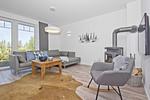 Wohnzimmer - Abendrot: Terrasse,Garten,Meerbl. - Top-Hundeurlaub