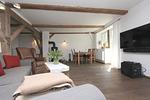 Wohnzimmer - FeWo: Terrasse, Gartennutzung - Top-Hundeurlaub