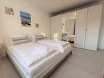 Schlafzimmer - FeWo 05 MEERhafen: Terrasse - Top-Hundeurlaub