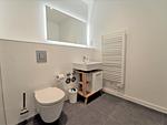 Badezimmer - FeWo 05 MEERhafen: Terrasse - Top-Hundeurlaub