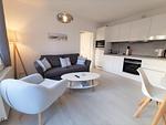Küche / Küchenzeile - FeWo 06 MEERküste: Terrasse - Top-Hundeurlaub