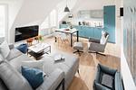 Wohnzimmer - Quartier M12 - Top-Hundeurlaub