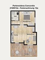 Grundriss - Ferienwohnung 12a - Top-Hundeurlaub