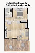 Grundriss - Ferienwohnung 12a - Top-Hundeurlaub