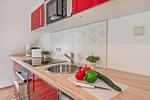 Küche / Küchenzeile - Ferienwohnung Am Bahnhof mit 2 Bädern und nur 700 m zum Strand - Top-Hundeurlaub