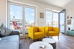 Wohnzimmer - Penthaus Laboe - Top-Hundeurlaub