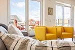 Wohnzimmer - Penthaus Laboe - Top-Hundeurlaub