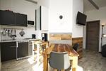 Küche / Küchenzeile - FeWo2: Terrasse,Garten,Meerblick - Top-Hundeurlaub