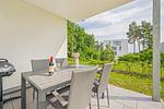 Terrasse - Ferienwohnung Haffkoje Fitness, Sauna und Kinderspielbereich - Top-Hundeurlaub