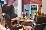 Terrasse - Ferienhaus Nordseeresort 83 Huus Wattkieker Büsum - Top-Hundeurlaub