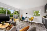 Wohnzimmer - Ferienwohnung Lütte Deern Glücksburg - Top-Hundeurlaub