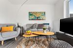 Wohnzimmer - Ferienwohnung Lütte Deern Glücksburg - Top-Hundeurlaub