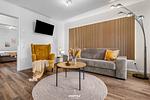 Wohnzimmer - Ferienwohnung Solibeach Solitüde - Top-Hundeurlaub