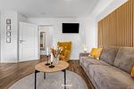Wohnzimmer - Ferienwohnung Solibeach Solitüde - Top-Hundeurlaub