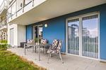 Terrasse - Ferienwohnung Otterhöhle mit Fitness-, Sauna und Kinderspielbereich. - Top-Hundeurlaub