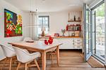 Wohnzimmer - Ferienhaus Auszeitfischer mit Sauna, Kamin und Terrasse - Top-Hundeurlaub