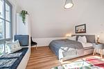 Schlafzimmer - Ferienhaus Auszeitfischer mit Sauna, Kamin und Terrasse - Top-Hundeurlaub