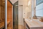 Badezimmer - Ferienhaus Haff-Traum mit Kamin, Sauna und Terrasse - Top-Hundeurlaub