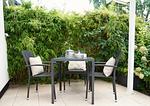 Sitzecke auf der Südwestterrasse - Sandkorn - mit zwei Sonnenterrassen - Top-Hundeurlaub