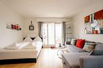 Doppelbett im Wohnzimmer - Apartment Panoramablick - Top-Hundeurlaub