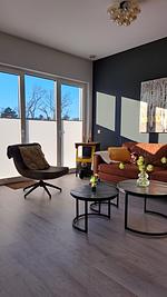 Wohnzimmer - Küstenwaldbude lee - Top-Hundeurlaub