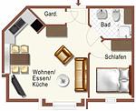 Grundriss - Haus Poststraße 1a Fewo 18 - KLEINE SCHWALBE - Top-Hundeurlaub