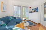 Wohnzimmer - Ferienwohnung Inselnest mit Terrasse & Strandkorb - nur 500 Meter bis zum Strand - Top-Hundeurlaub