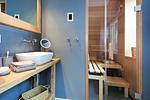 Badezimmer - Störtebekers Reethus mit Sauna, Kamin und Terrasse - Top-Hundeurlaub
