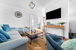 Wohnzimmer - Ferienwohnung Sonnenaufgang Olpenitz - Top-Hundeurlaub