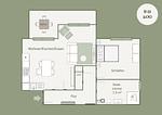 Grundriss - Apartment B13 mit Balkon & Nutzung der Wellness- & Aktivbereiche im Pine Hill Resort - Top-Hundeurlaub