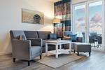 Wohn-/Essbereich mit Doppelschlafcouch - Apartmentanlage Meerblickvilla 2-24 - Top-Hundeurlaub