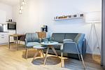Wohn-/Essbereich mit Sitzgelegenheit - Ferienapartments am Krusespeicher 2-20 - Top-Hundeurlaub