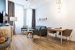 Wohn-/Essbereich mit Sitzgelegenheit - Ferienapartments am Krusespeicher 2-15 - Top-Hundeurlaub