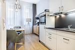 Küchenzeile mit Backofen - Ferienapartments am Krusespeicher 3-29 - Top-Hundeurlaub