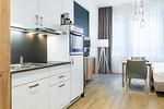 Wohn-/Schlafbereich mit Küchenzeile - Ferienapartments am Krusespeicher 3-34 - Top-Hundeurlaub