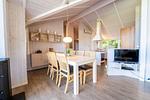 Wohnzimmer mit Blick zum TV - Ferienhaus 20 - Top-Hundeurlaub
