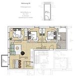 Grundriss - Suite 4 mit Balkon und moderner Einrichtung - Top-Hundeurlaub