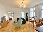 Wohnbereich mit Kamin - Villa Jenny - Appartement 3 - Top-Hundeurlaub