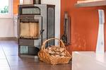 Ferienwohnung Schwan Kamin im Wohnzimmer - Schwan - Top-Hundeurlaub