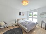 Schlafzimmer - Ferienappartment Weisse Düne mit Sauna - Top-Hundeurlaub