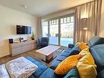 Wohnzimmer - Komfortplus Ferienwohnung mit 2 Schlafzimmern und Terrasse im Erdgeschoss (166) - Top-Hundeurlaub