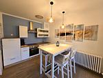 Küche / Küchenzeile - Komfortplus Ferienwohnung mit 1 Schlafzimmer und Balkon im Dachgeschoss (184) - Top-Hundeurlaub