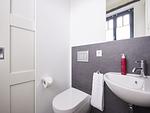 Gäste-WC - Luxus Reetdachvilla mit 3 Schlafzimmern, Sauna und Kamin (F12) - Top-Hundeurlaub