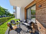 Terrasse - Ferienwohnung Meerzeit Parkvillen 11 Carlota und Candela Baabe - Top-Hundeurlaub