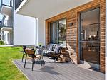 Terrasse - Ferienwohnung Meerzeit Parkvillen 11 Carlota und Candela Baabe - Top-Hundeurlaub